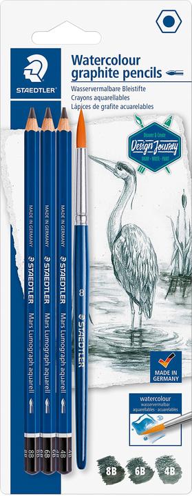 Produktbild Staedtler Bleistift-Set 'Mars Lumograph aquarell Design Journey' (3.60 mm, 4B, 6B, 8B, 4x)