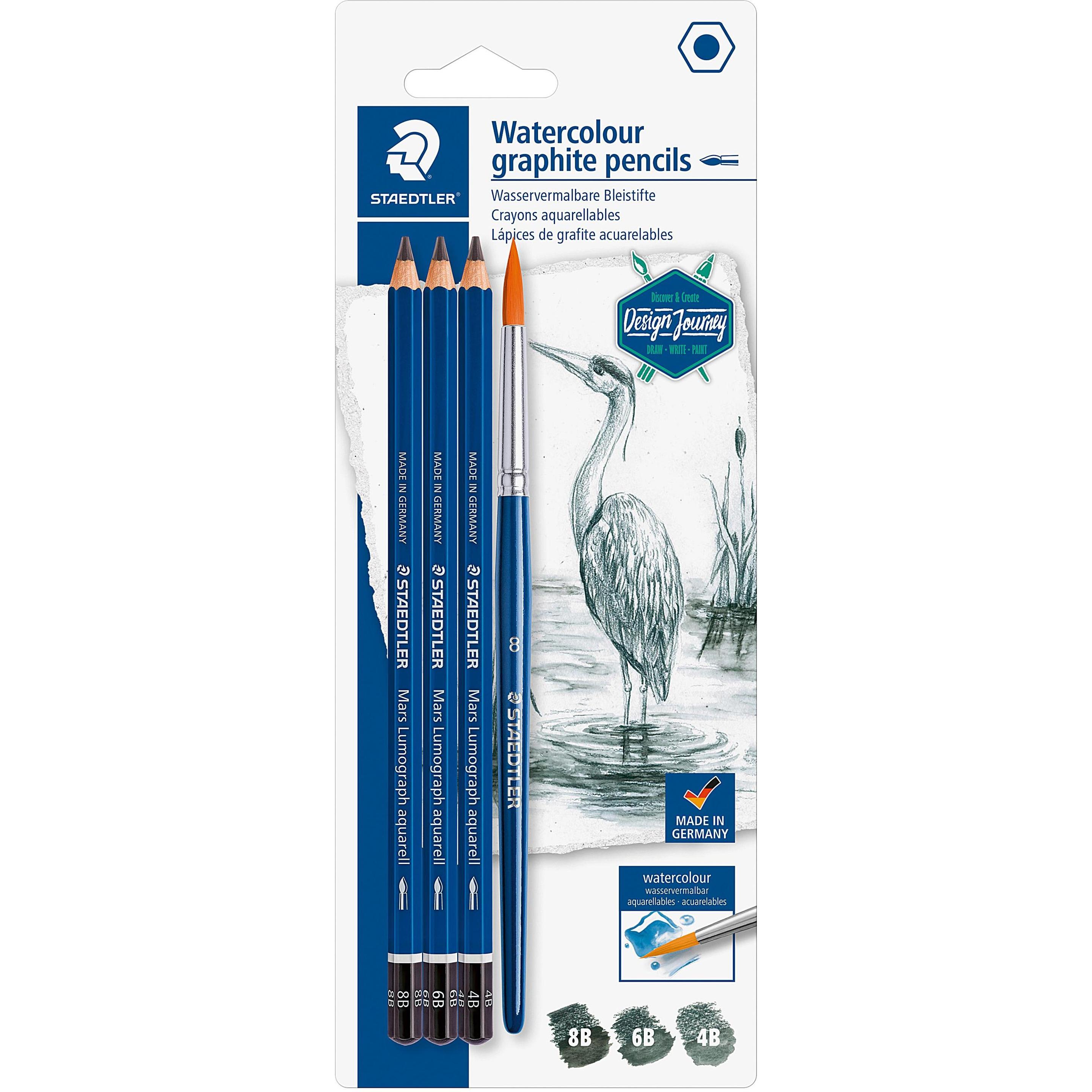 Staedtler, Bleistift, Bleistift-Set 'Mars Lumograph aquarell Design Journey' (2.50 mm, 6B, 4B, 8B, 4 x)