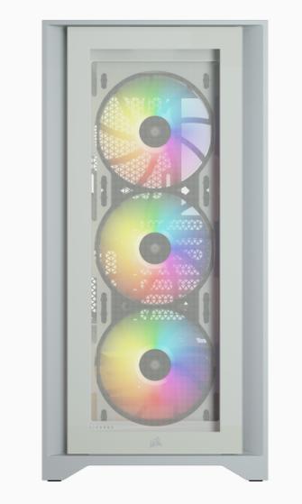 Immagine prodotto Corsair Custodia iCUE 4000X RGB Mid-Tower in vetro temperato bianco (ATX, mATX, Mini-ITX, E-ATX)
