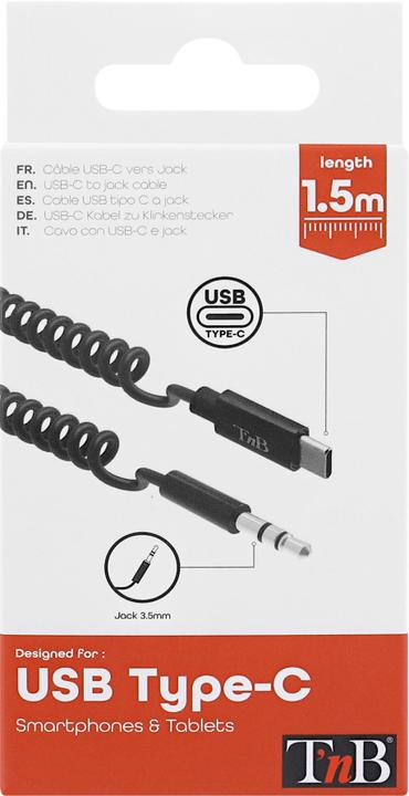 Produktbild T'nB USB-C/3.5mm Klinken Spiralkabel