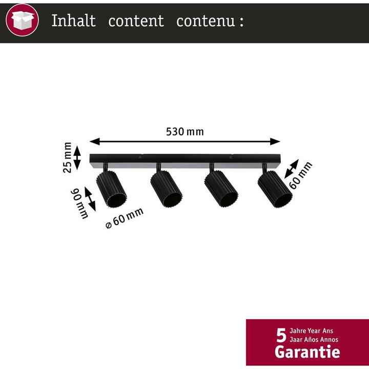 Produktbild Paulmann Spotlight Lirena GU10 max. 4 x 10W Schwarz matt Metall (GU10)
