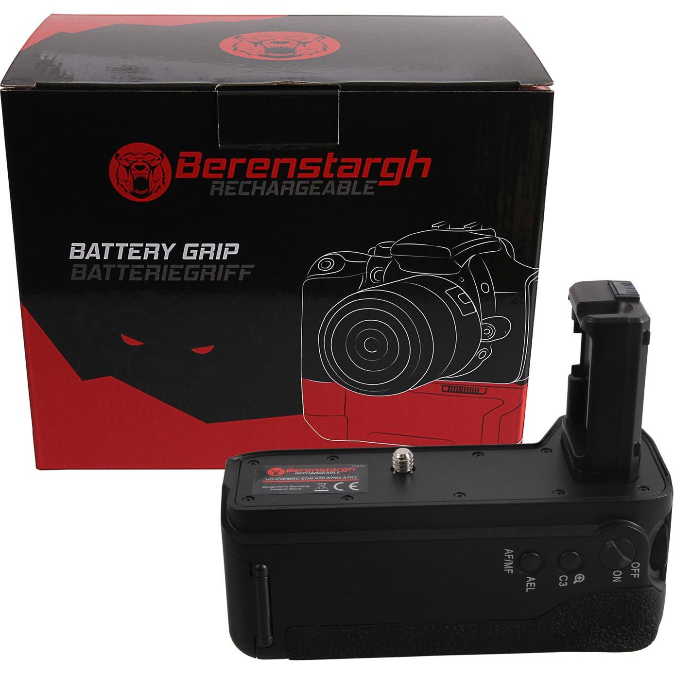 Berenstargh Impugnatura per Sony A7 II, A7M2 A7R2 VG-C2EMRC per 2 batterie ricaricabili NP-FW50 incl. (Maniglia della batteria), Impugnatura + Battery