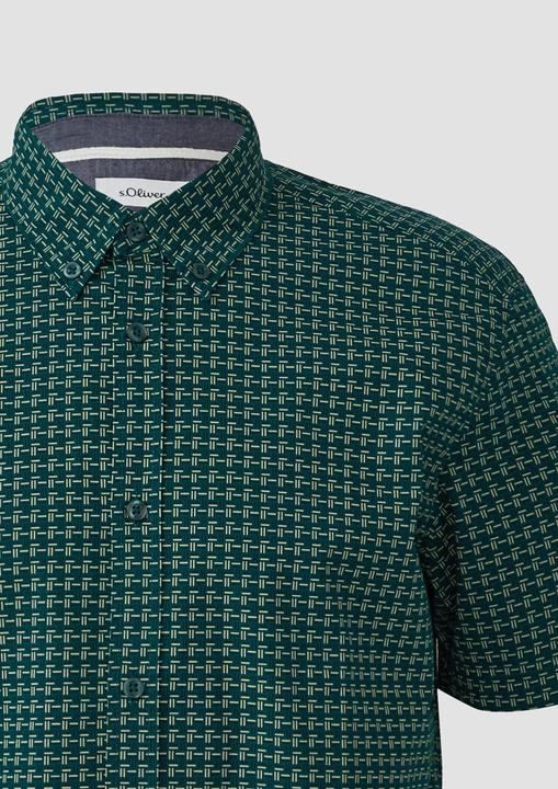 Immagine prodotto s.Oliver Hemd Regular Fit: Gemustertes Kurzarmhemd aus Baumwolle mit Button-Down-Kragen (L, S)