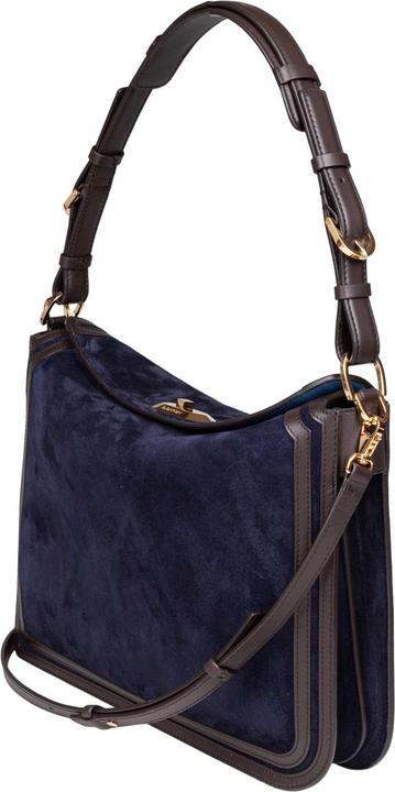 Produktbild Lanvin compagnon suede shoulder bag, blue and brown