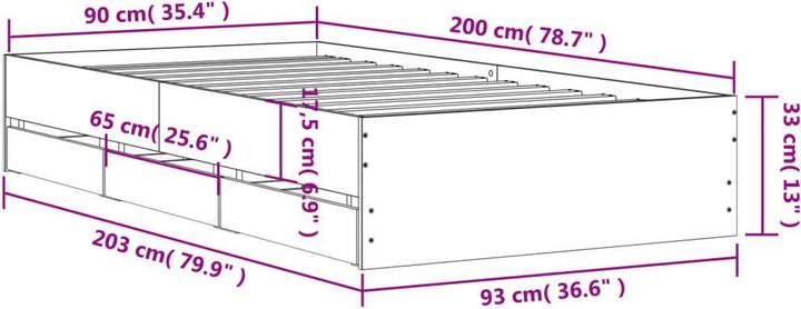 Image du produit VidaXL Cadre de lit avec tiroirs (90 x 200 cm)