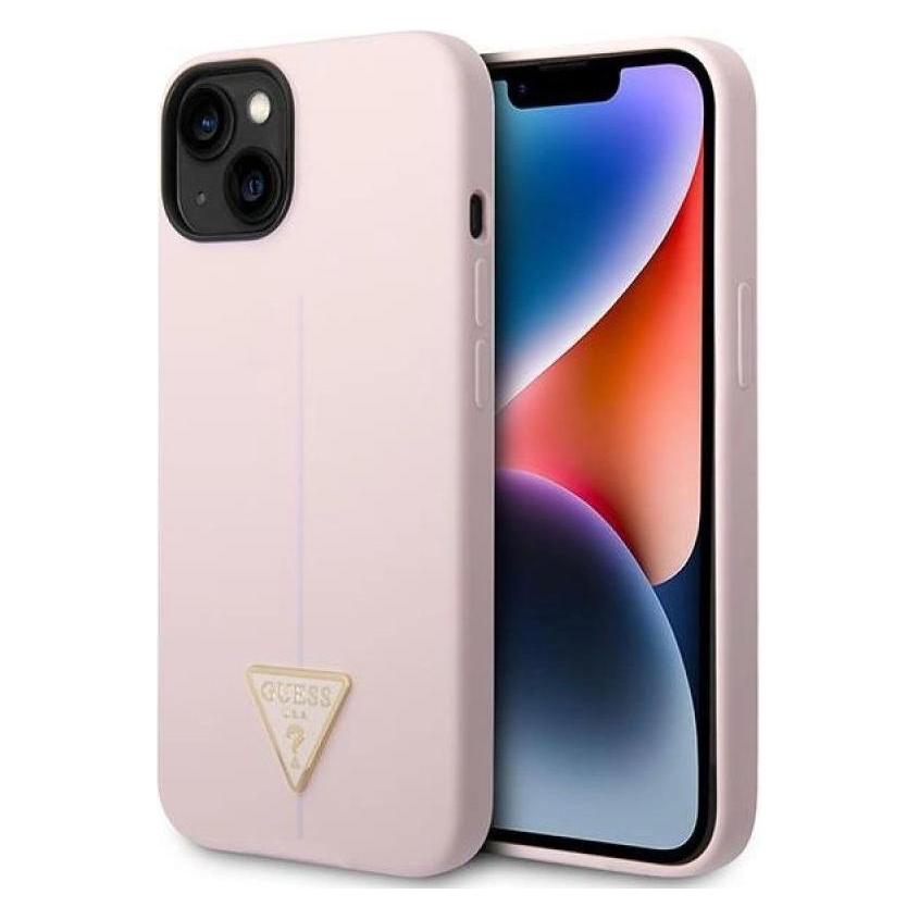 Guess GUHCP14SSLTGU iPhone 14 6,1" fioletowy/purple hardcase Silicone Triangle (Apple iPhone 13, Apple iPhone 14, Apple iPhone 15), Smartphone Hülle, Schwarz, Violett