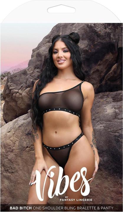 Immagine prodotto Fantasy Lingerie bad bitch bling bralette & bikini panty nero, l/xl (L)