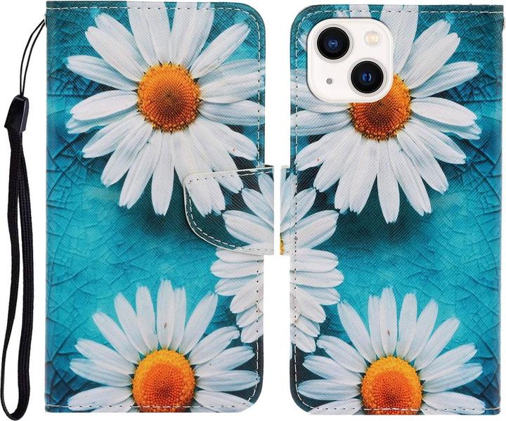Actual product image Cover-Discount iPhone 14 Plus - Leather Case Cover Daisies (Apple iPhone 14 Plus)