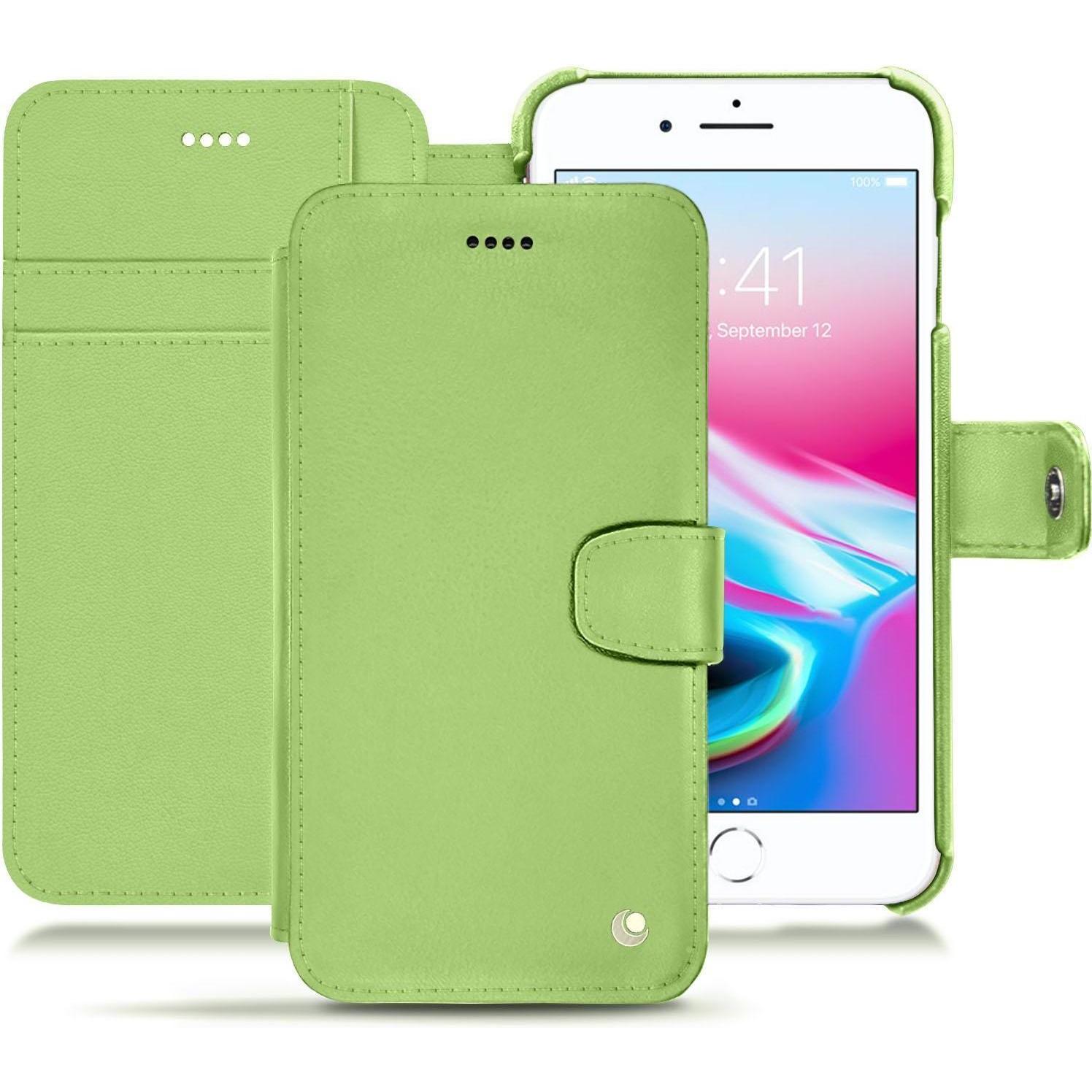 Noreve Lederschutzhülle Wallet (Apple iPhone 8 Plus), Smartphone Hülle, Grün