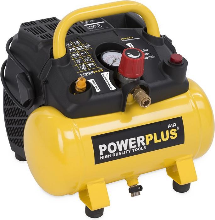 Actual product image Powerplus Kompressor 1100W - 6l kein öl 1.5hp (8 bar, 6 l)