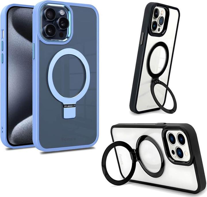 Fongex iPhone 15 Pro - Étui Fonex Kickstand avec aimant bleu clair (Apple iPhone 15 Pro)