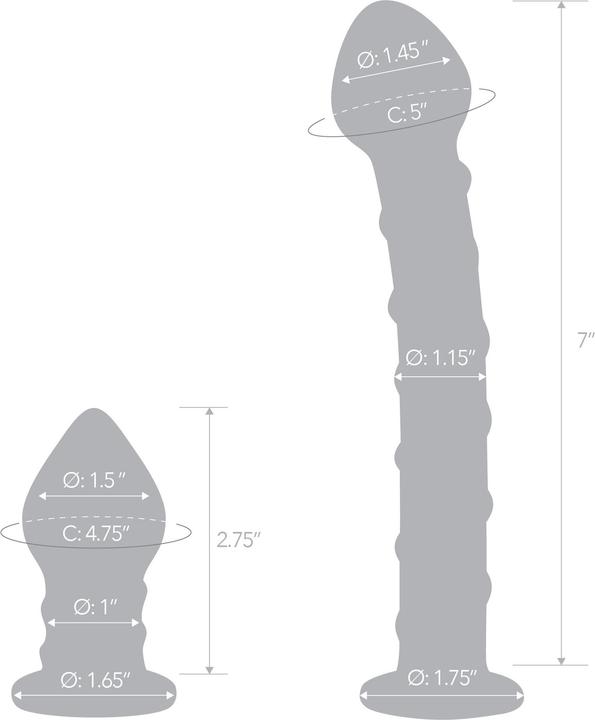 Produktbild Gläs Double Penetration Glass Swirly Dildo & Butt Plug Set 2 pcs