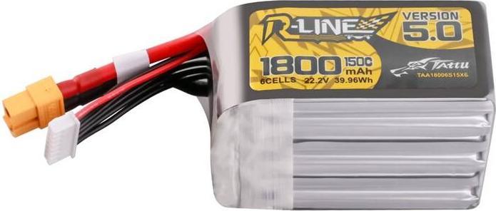 Tattu Lipo R-Line Version 5.0 1800mAh 22.2V 150C 6S battery with XT60 connector (22.20 V, 1800 mAh)