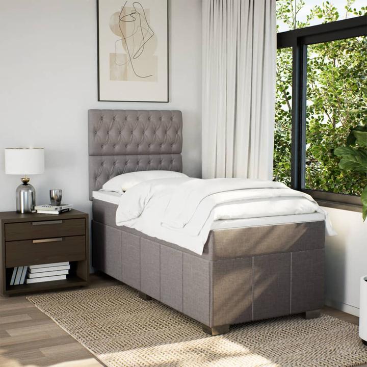 Produktbild vidaXL Boxspringbett Einzelbett Polsterbett Bett Matratze Taupe 80x200cm Stoff (80 x 200 cm)