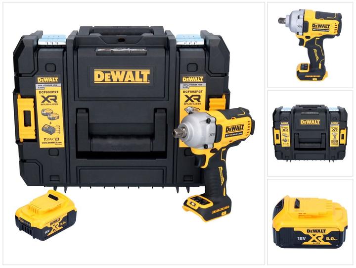 Image du produit DeWalt DCF 892 NT Clé à choc sans fil 18 V 813 Nm 1/2" Brushless + 1x batterie 5,0 Ah + TSTAK - sans (Fonctionnement sur batterie)