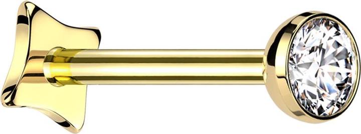 Actual product image Star Piercing Micro Threadless Labret Square gold-plated hemisphere gold-plated crystal silver (Titanium, without brass)