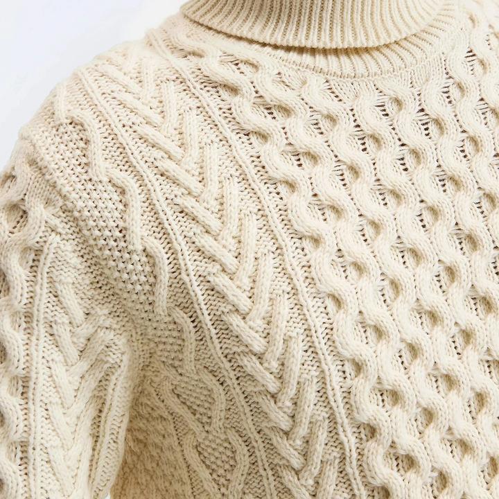 Image du produit La Redoute Collections Pull à col roulé avec motif torsadé (M)