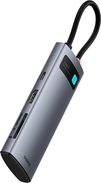 Actual product image Baseus Metal Gleam 7in1 HDMI 4K 60Hz USB-C Hub / 3x USB 3.0 / USB-C PD / SD / microSD - Grau (USB-C, 7 ports)