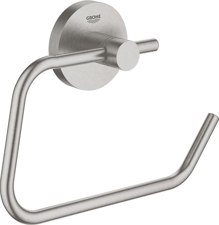Grohe Porta rotolo di carta igienica Start QuickFix, senza coperchio, adesivo, supersteel