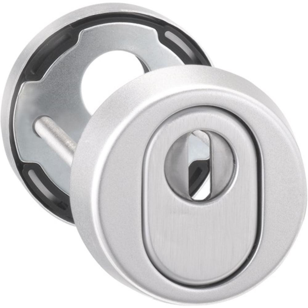 EDI, Türgriff + Fenstergriff, Schutzrosettenpaar 7156 Aluminium F1 rund mit Zylinderabdeckung Stärke 15 mm (Türgarnitur)