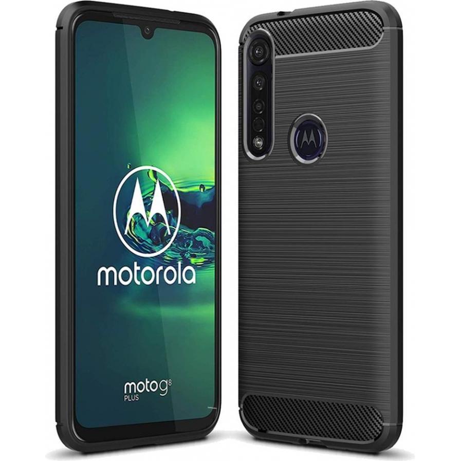 Screenguard Motorola Moto G8 Plus Hülle Carbon Brushed Soft TPU (Motorola Moto G8 Plus), Smartphone Hülle, Schwarz