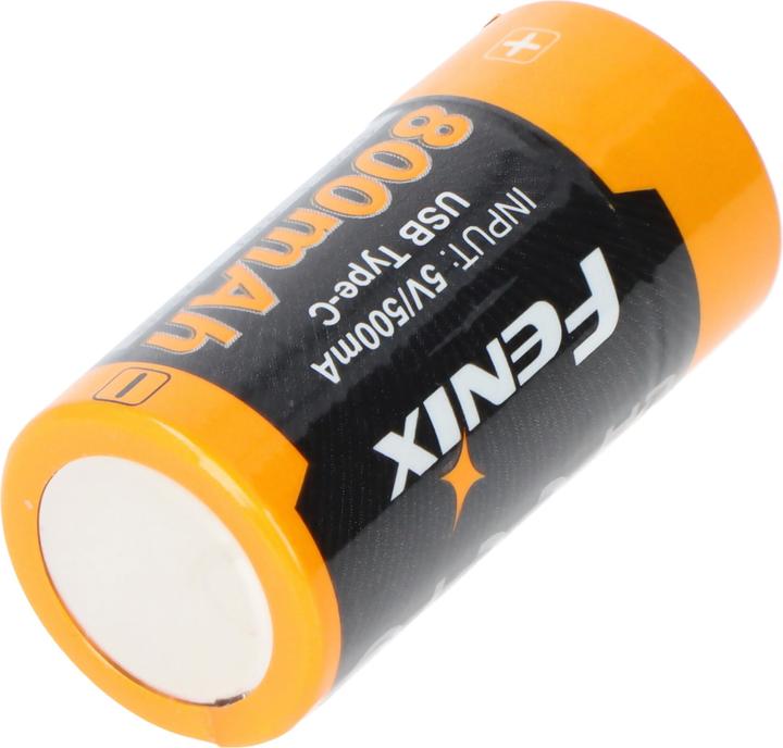 Actual product image Fenix ARB-L16-800UP protected Li-Ion battery 16340 RC123A, 800mAh, with USB-C charging socket