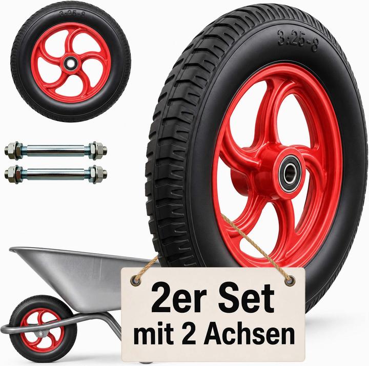 Produktbild Relaxdays 2x Schubkarrenrad