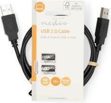 Actual product image Nedis USB cable | USB 2.0 | USB-A male | USB-A male | 480 Mbps | Nickel-plated | 2.00 m | Round | (2 m, USB 2.0)