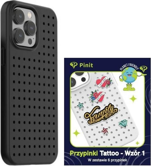 Produktbild Pinifit Zestaw Etui Pinit Dynamic + Tattoo Pin iPhone 14 Pro 6.1" czarny/black wzór 1 (Apple iPhone 14 Pro)