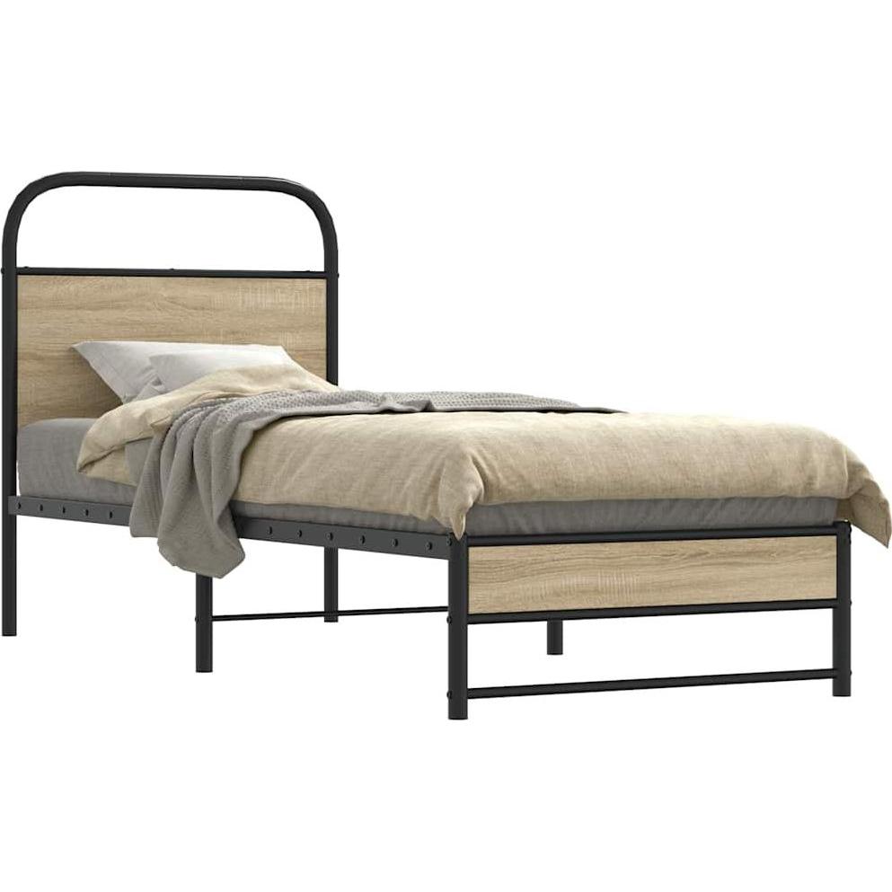 VidaXL, Bett, Bettgestell ohne Matratze 140x200 cm Räuchereiche Holzwerkstoff (140 x 200 cm)