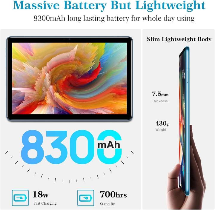 Actual product image Doogee T10 (Tablette 4G - 10.1", 128 Go, 8 Go RAM) Bleu (4G, 10.10", 128 GB, Blue)