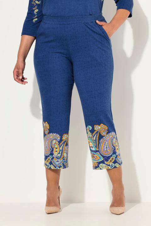 Produktbild Ulla Popken 7/8-Jerseyhose, Paisleybordüre, weites Bein, Elastikbund (50, 52)