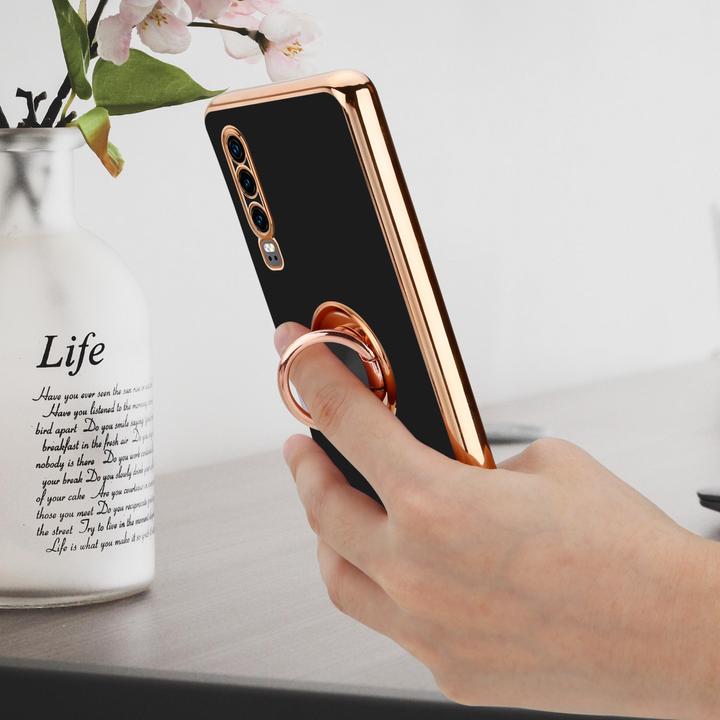 Actual product image Cadorabo Case for Huawei P30 in TPU with camera protection and ring LM089 Style (Huawei P30)