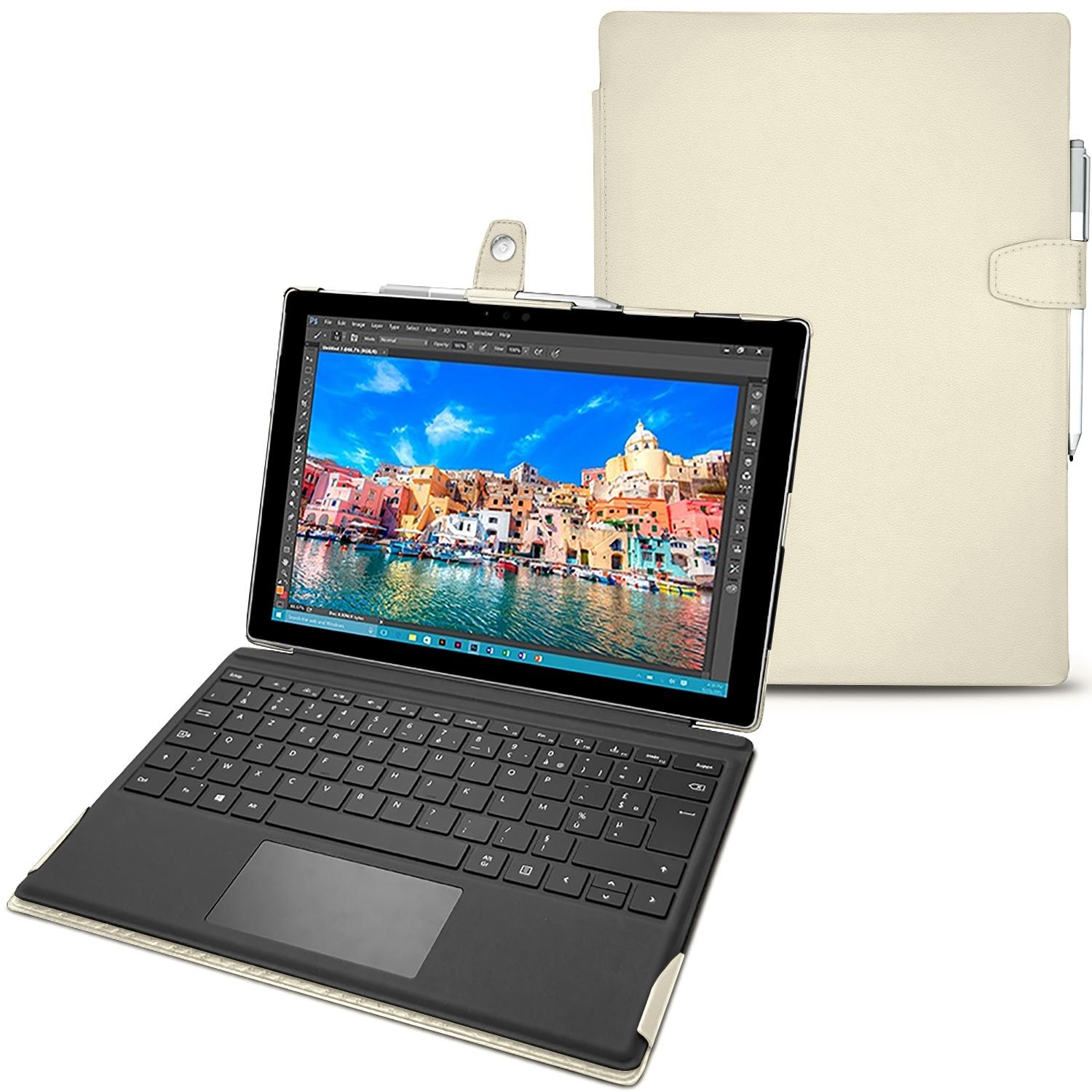 Noreve Lederschutzhülle (Microsoft Surface Pro 4), Tablet Hülle, Weiss
