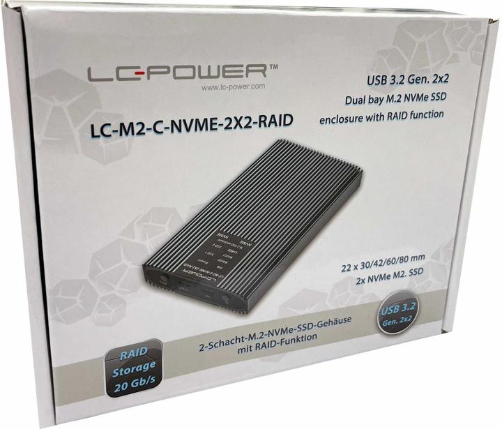 Produktbild LC-Power LC-M2-C-NVME-2X2-RAID USB-C-Gehuse fr NVMe-M.2 retail (M.2)