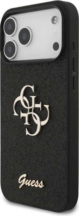 Actual product image Guess Back panel cover Apple iPhone 17 Pro Max Fixed Glitter 4G Metal Logo Case Black (Apple iPhone 17 Pro Max)