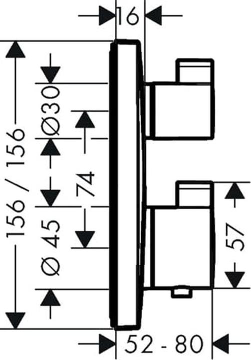 Produktbild hansgrohe HG Fertigmontageset ECOSTAT SQUARE f UP-Thermostat 2 Verbr mattschwarz