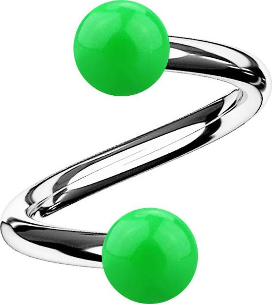 Immagine prodotto Star Piercing Micro spirale argento con due sfere verdi (Acciaio chirurgico 316L, senza ottone, Acrilico)