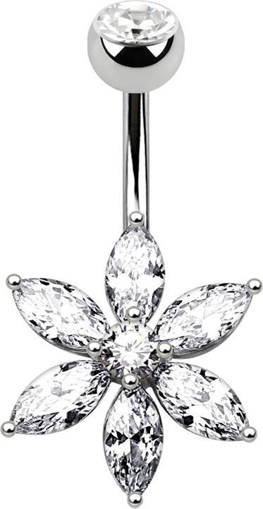 Immagine prodotto Star Piercing Banana in argento con fiore di cristallo in argento (Ottone, Acciaio chirurgico 316L)