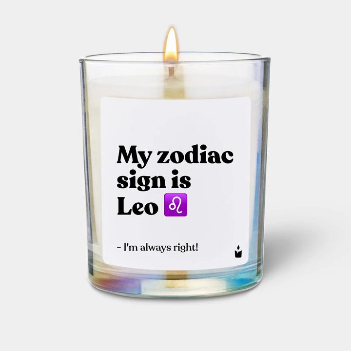 Productafbeelding Chatty Candles Duftkerze Woody My zodiac sign is Leo - I'm always right!
