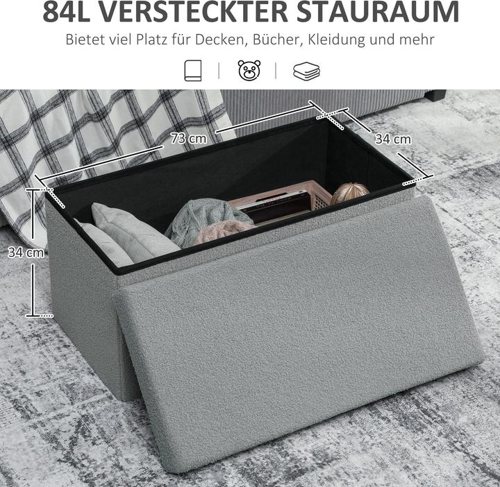 Image du produit Homcom Sitzbank Polyester, MDF Dunkelgrau (38 cm)