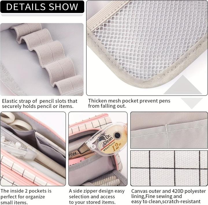 Actual product image Only-Bags.Store Multi-Compartment Pencil Case - Durable Twill Fabric, Handheld Pen & Stationery Organiser for