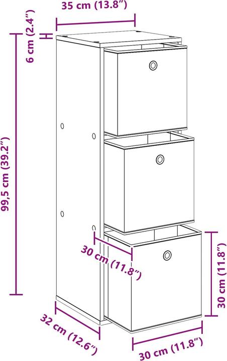 Image du produit vidaXL Sideboard (35 x 32 x 99.50 cm)
