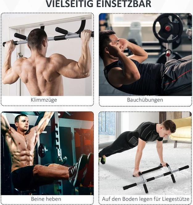 Immagine prodotto Swisshandel24 Barra per trazioni, staffa per allenamento, barra multifunzione per porte, acciaio, schiuma, PE