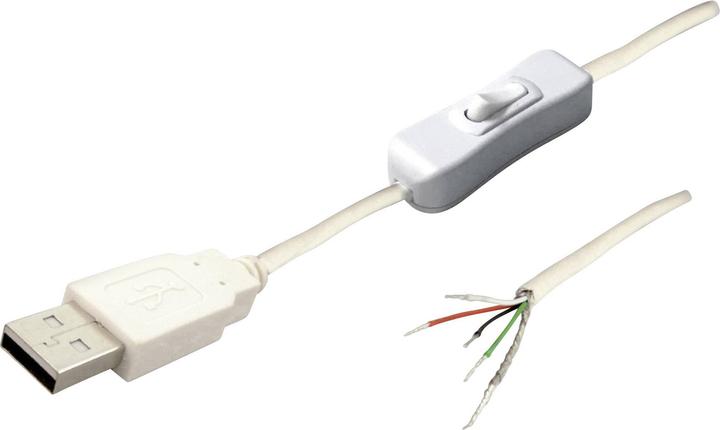 Actual product image BKL Electronic USB-A 10080119 - USB cable 2 A plug with switch (1.80 m, USB 2.0)