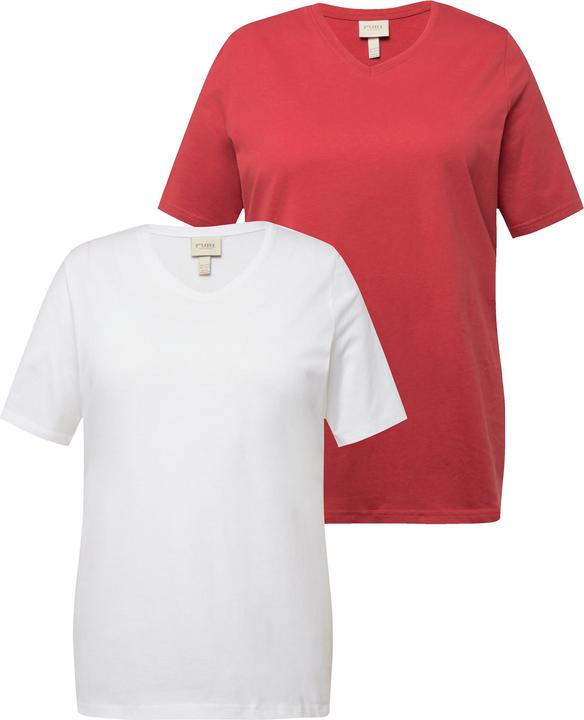 Produktbild Ulla Popken T-Shirts, 2er-Pack, V-Ausschnitt, Halbarm (58)