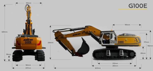 Produktbild Amewi G100E Vollmetall Bagger 1:18 RTR (RTR Ready-to-Run)