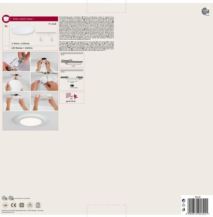 Image du produit Paulmann Panneau d'installation 2en1 Cover-it (1700 lm)