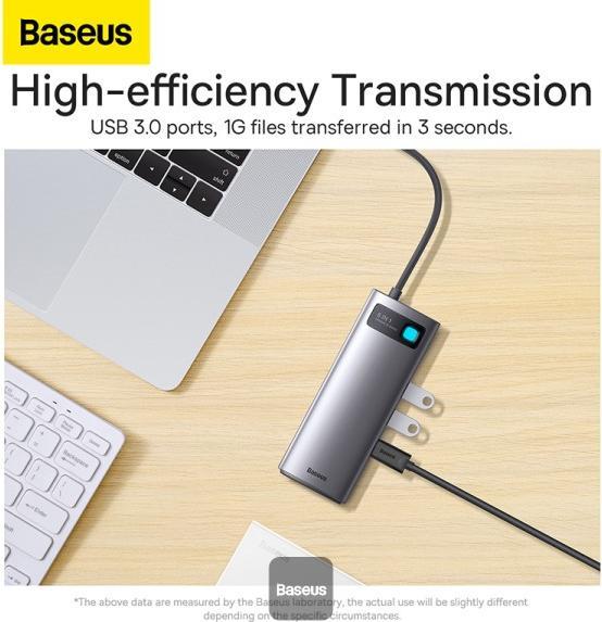 Productafbeelding Baseus Metal Gleam Series 6-in-1 Multifunctioneel Type-C HUB Docking Station Grijs Type-C naar (USB-C, 6 ports)