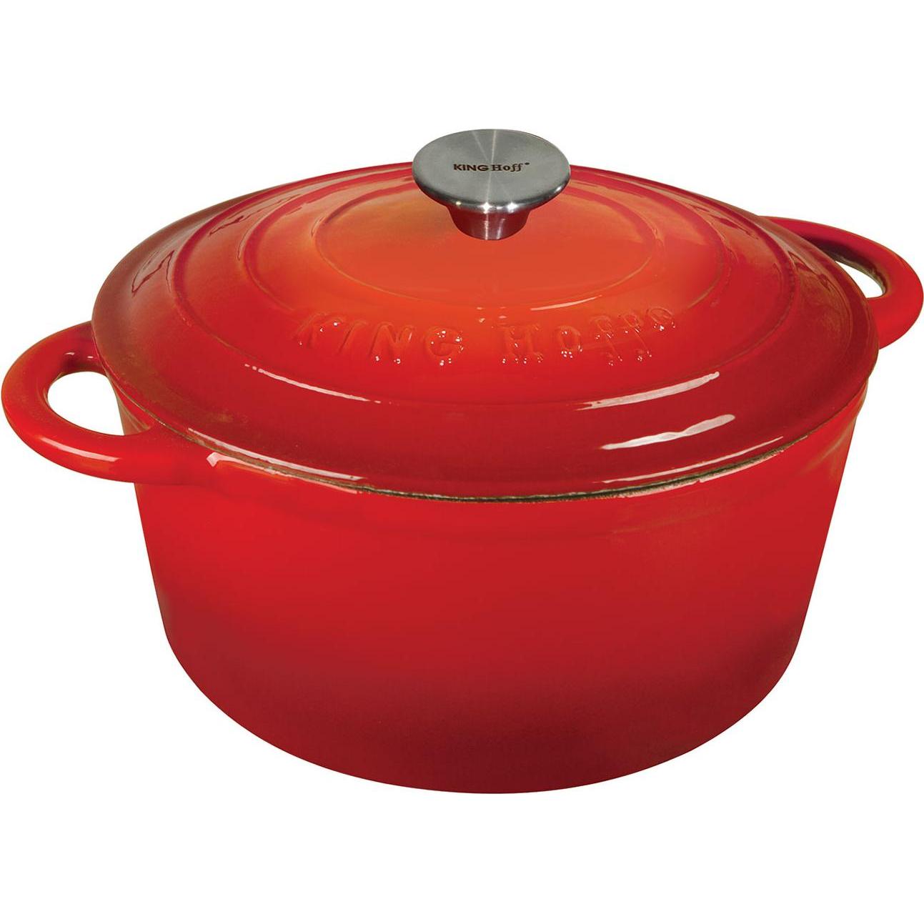 Kinghoff Enamelled cast iron pot 21cm KH-1614, Pfanne + Kochtopf, Rot